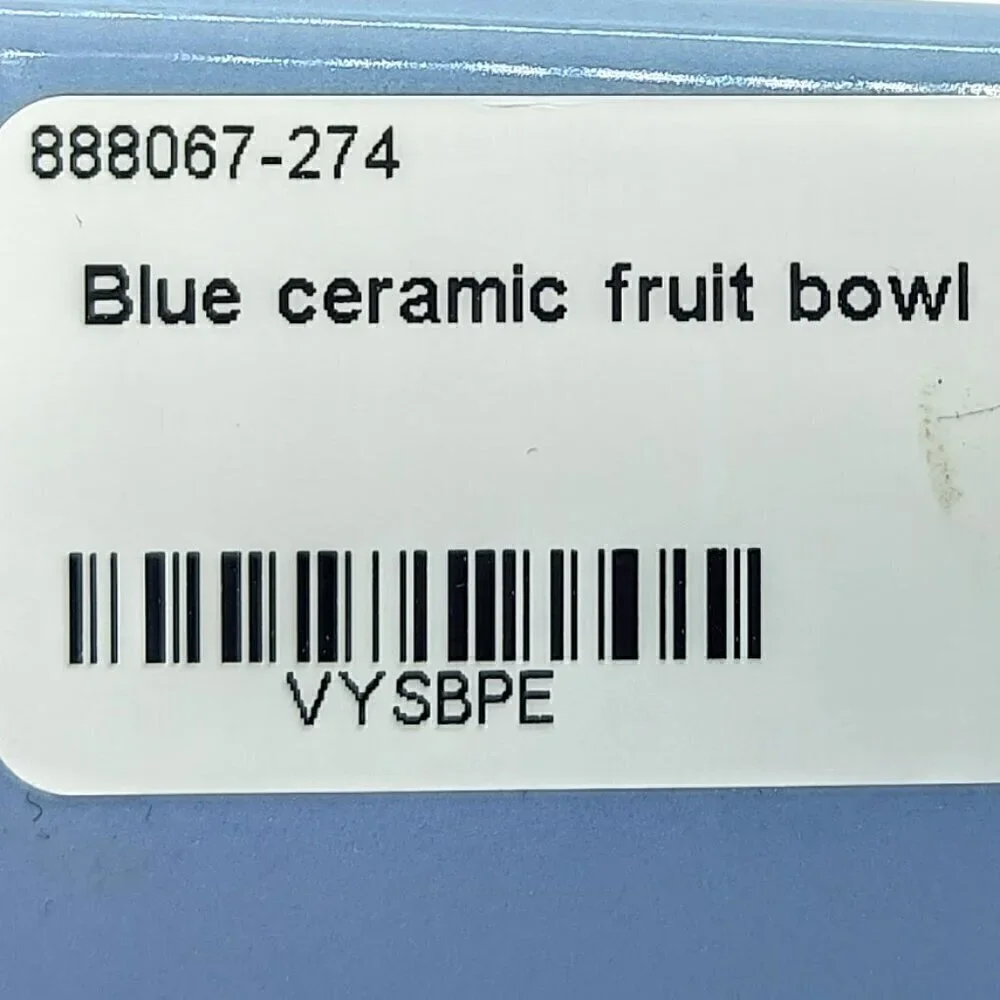 Crate & Barrel Blue Square Ceramic Berry Fruit Basket Colander